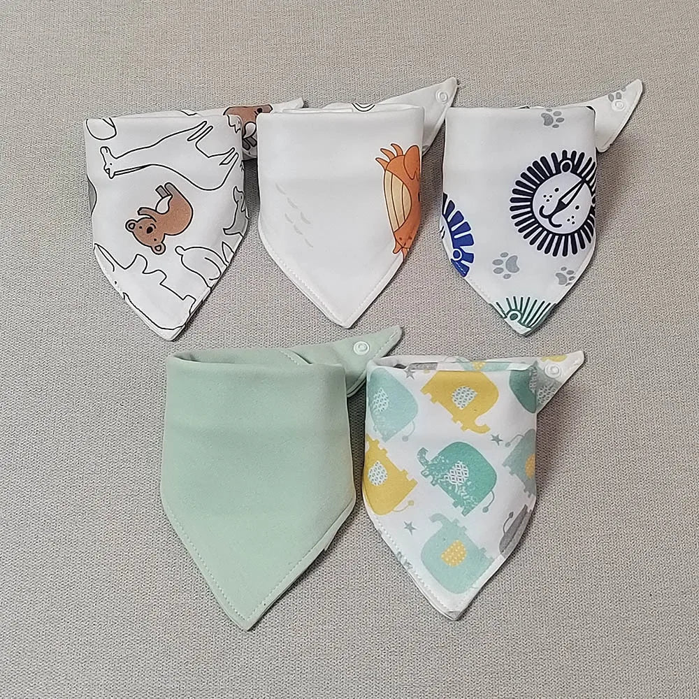 4-Piece Cotton Baby Bibs Set Unisex Drooling Bandana Scarf Burp Cloth for Newborn Infant Boy Girl Toddler Essential Accessories