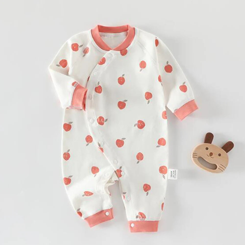 Unisex Baby Onesie 100% Cotton Floral Animal Print Long Sleeve Rompers O-Neck Closure Spring Autumn Newborn Clothes for Boys Girls