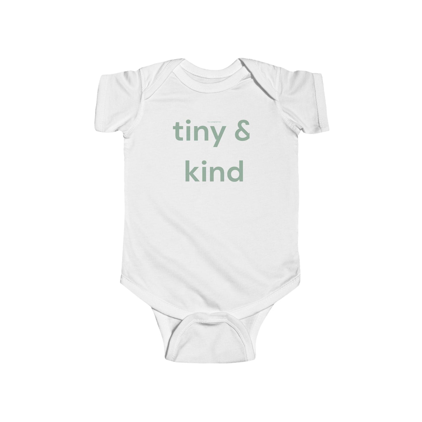 Tiny & Kind Infant Bodysuit — Soft White Baby Onesie with Minimalist Text