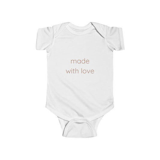 Made With Love Infant Bodysuit — Newborn Baby Onesie, Minimalist Neutral Baby Shower Gift