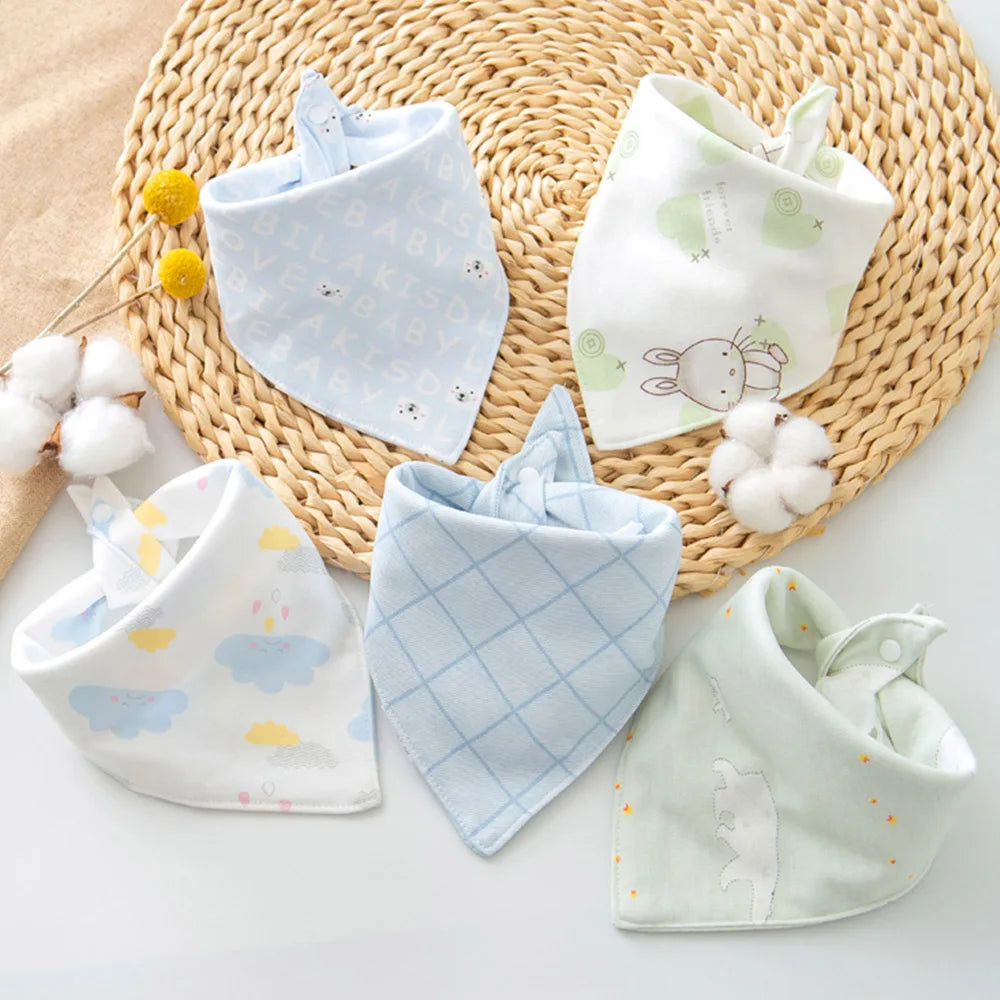 4-Piece Cotton Baby Bibs Set Unisex Drooling Bandana Scarf Burp Cloth for Newborn Infant Boy Girl Toddler Essential Accessories